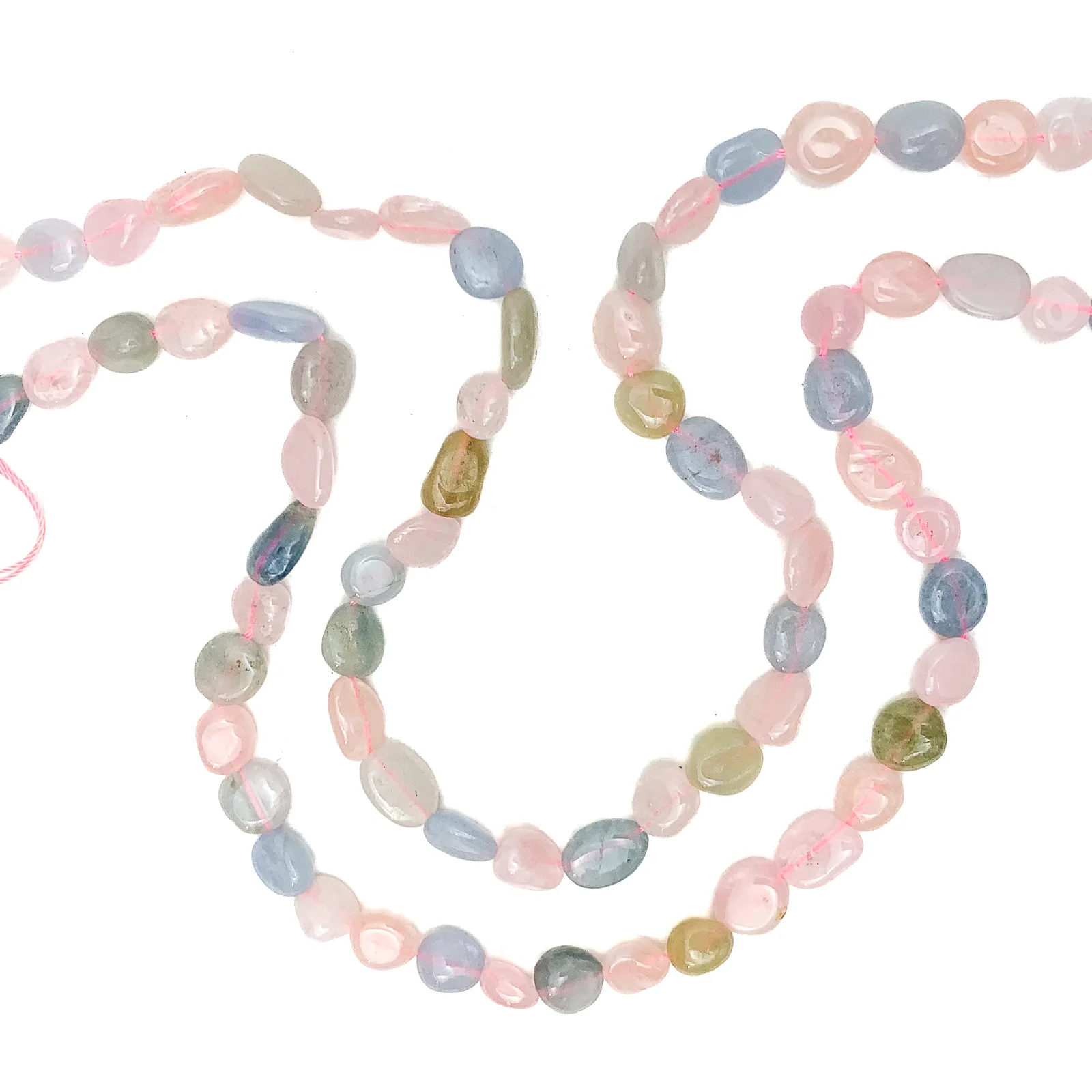 Aquamarine / Beryl Mix Small Smooth Pebbles Bead Strand - Image 6