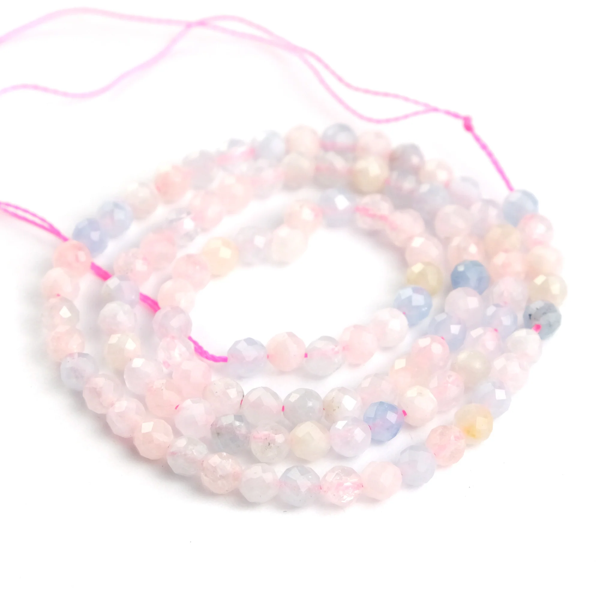 Aquamarine/Beryl Pastel Faceted Rounds 4mm - Image 2