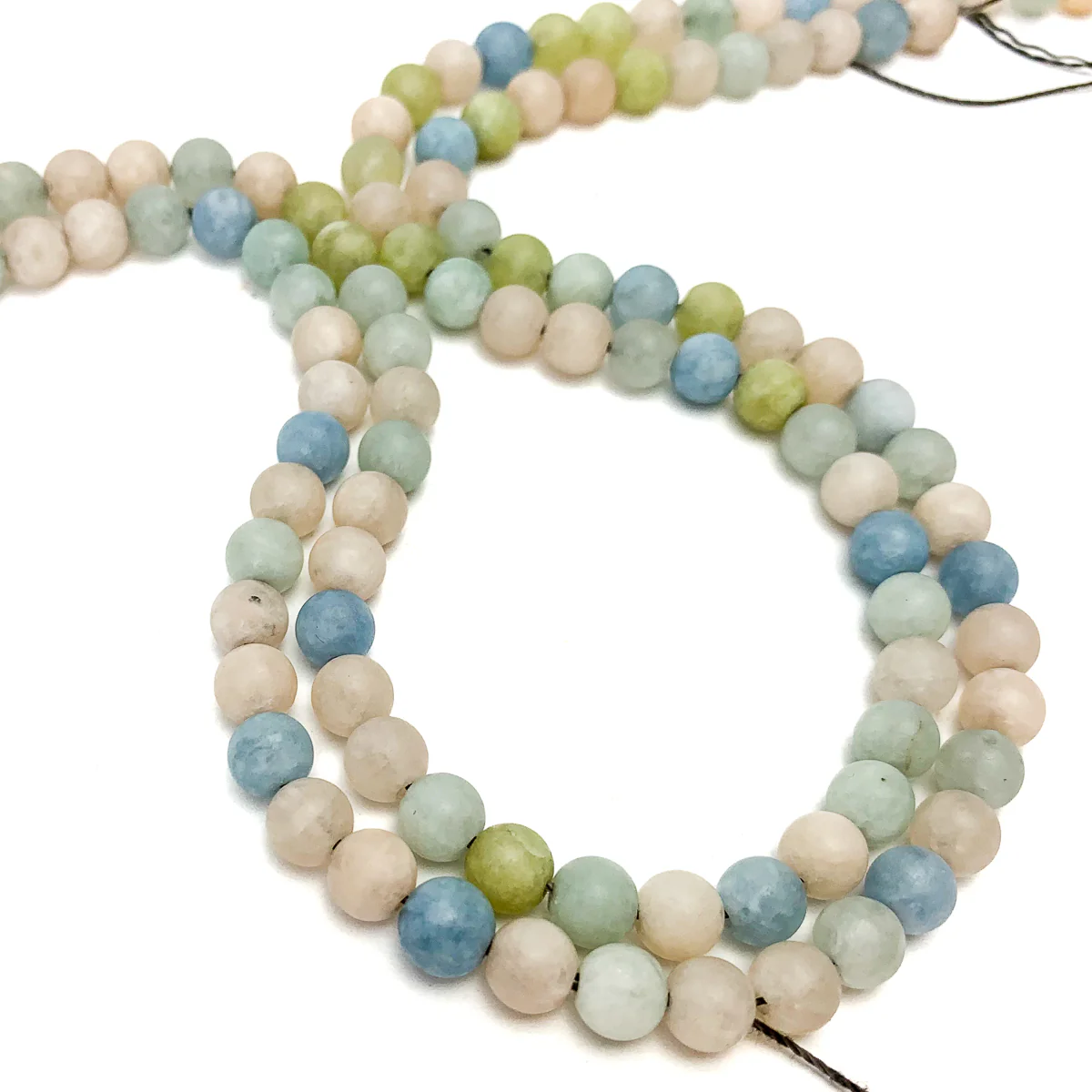 Aquamarine/Beryl Pastel Matte Smooth Rounds 6mm - Image 3