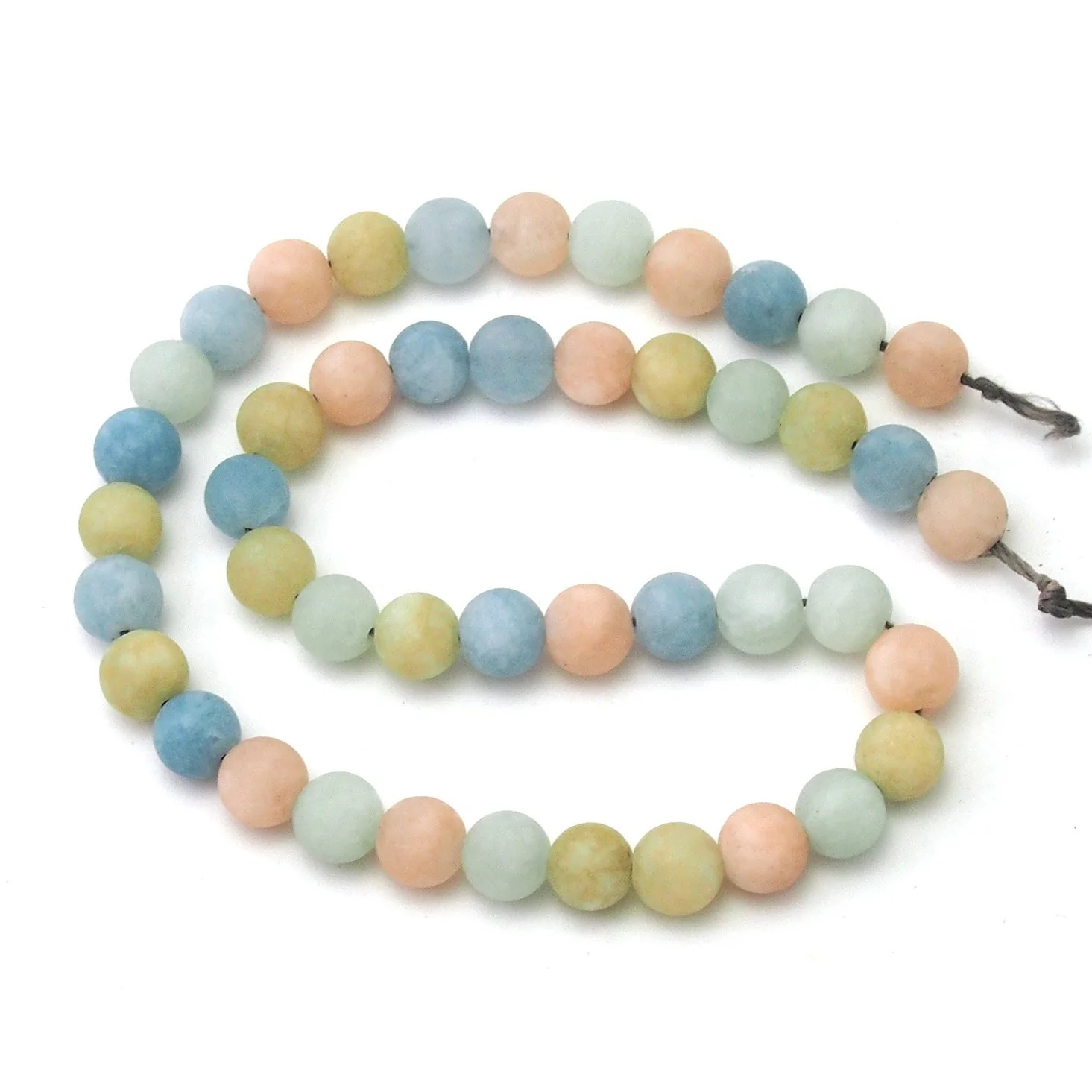 Aquamarine/Beryl Pastel Matte Smooth Rounds 8mm Strand - Image 2