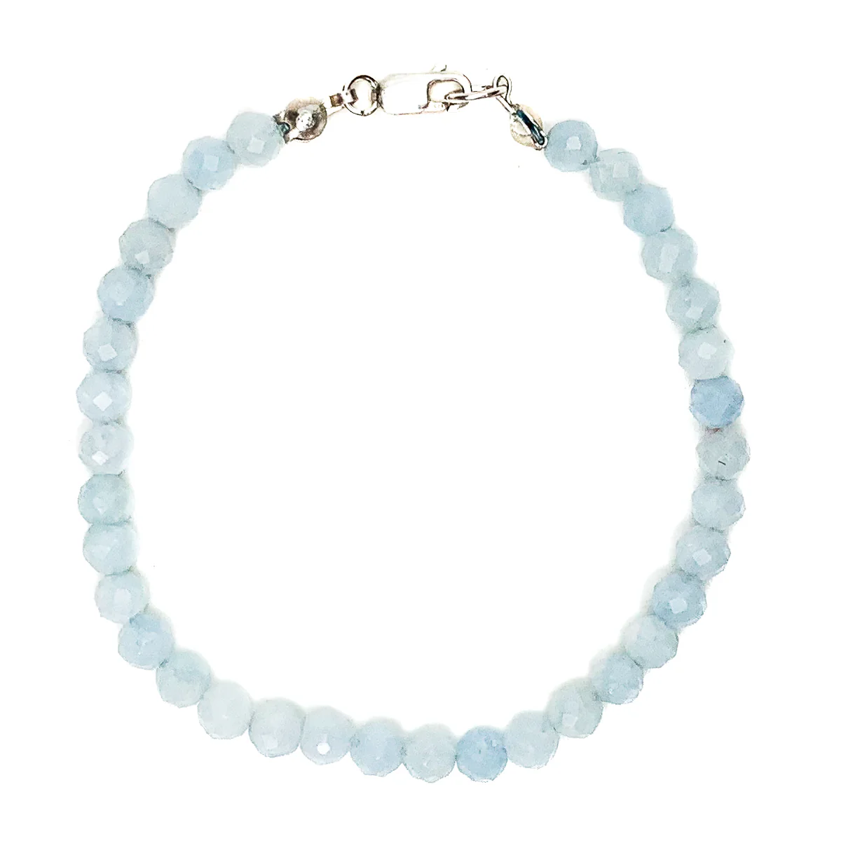 Aquamarine Faceted 4mm Bracelet With Sterling Silver Lobster Clasp - Image 2
