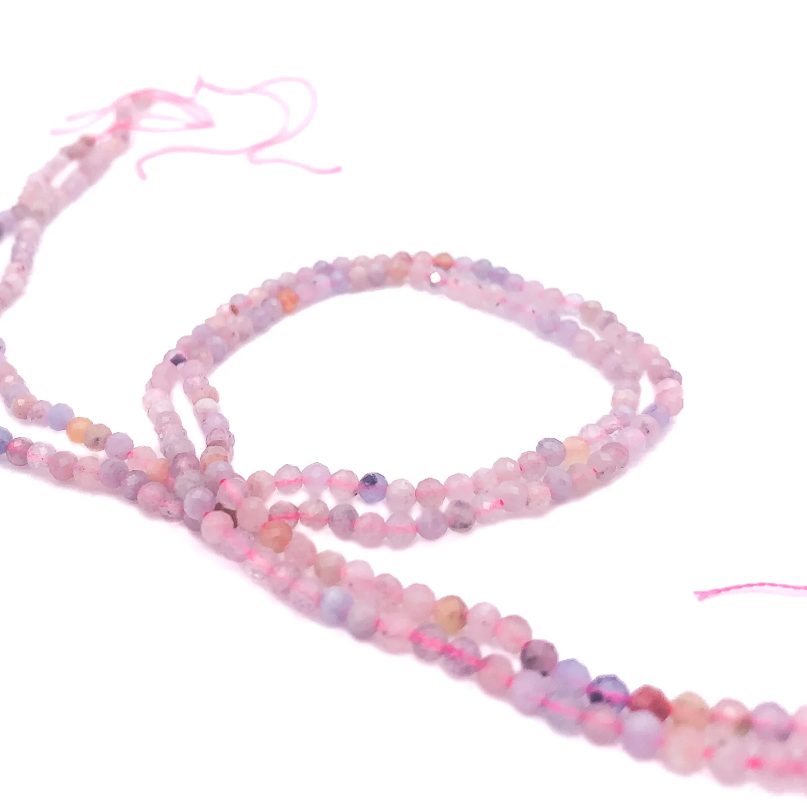 Aquamarine / Morganite 3mm Faceted Rounds Bead Strand - Image 6