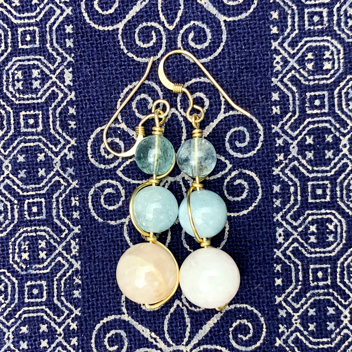 Aquamarine & Morganite Earrings With Gold-Filled French Earwires - Image 2