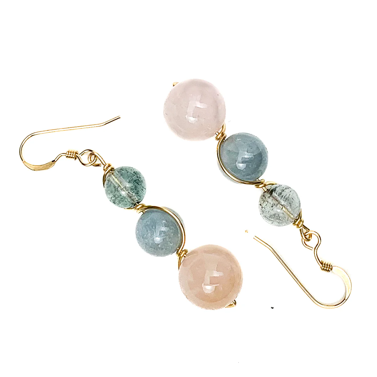 Aquamarine & Morganite Earrings With Gold-Filled French Earwires - Image 3