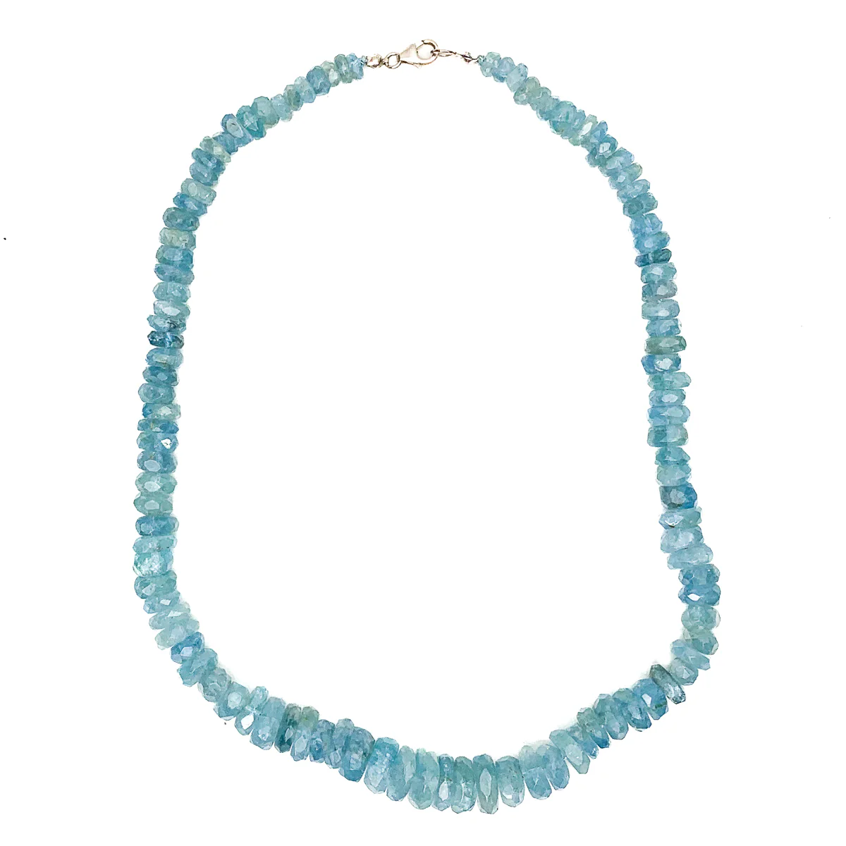 Aquamarine Rough Faceted Chunk Necklace With Sterling Silver Trigger Clasp - Image 2