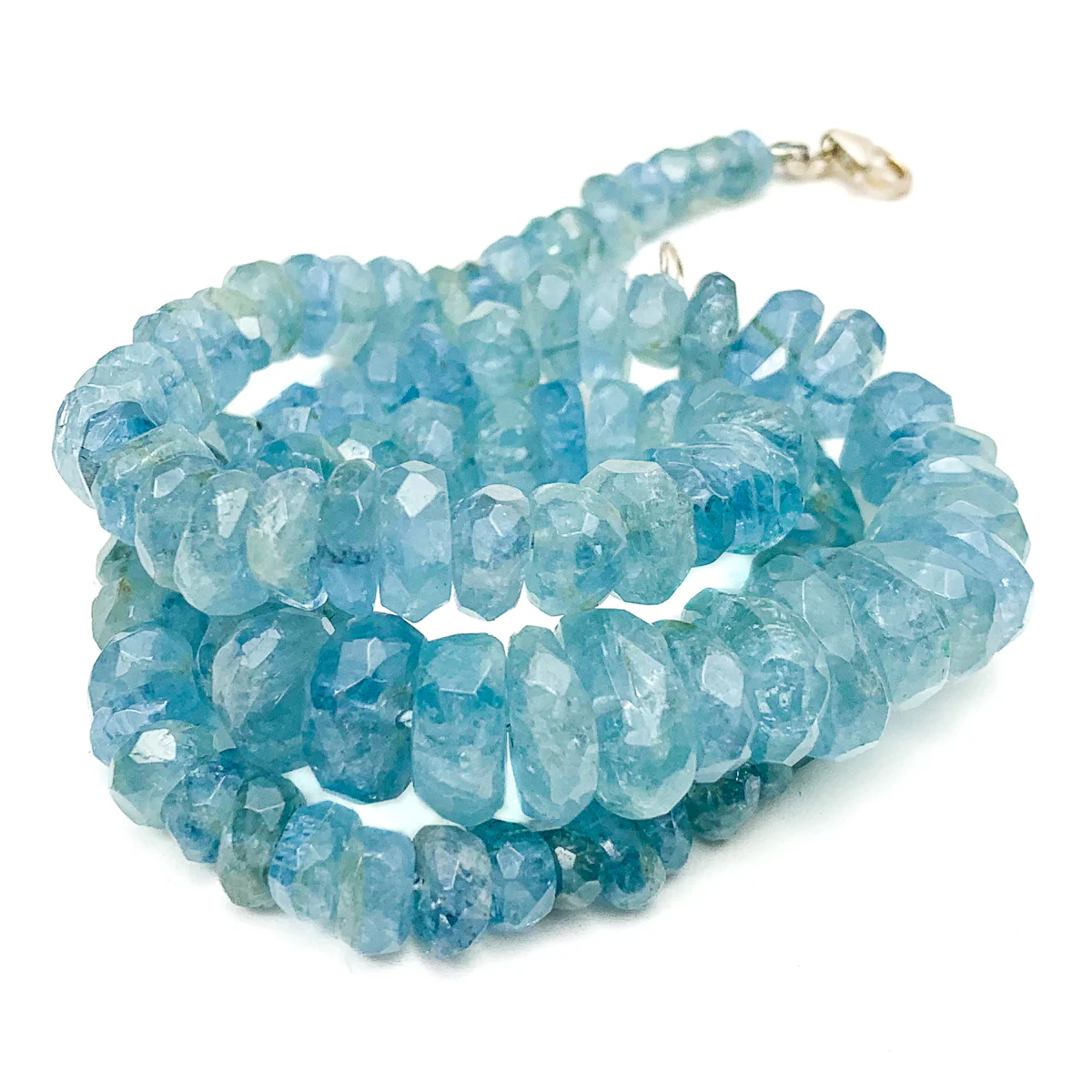 Aquamarine Rough Faceted Chunk Necklace With Sterling Silver Trigger Clasp - Image 3