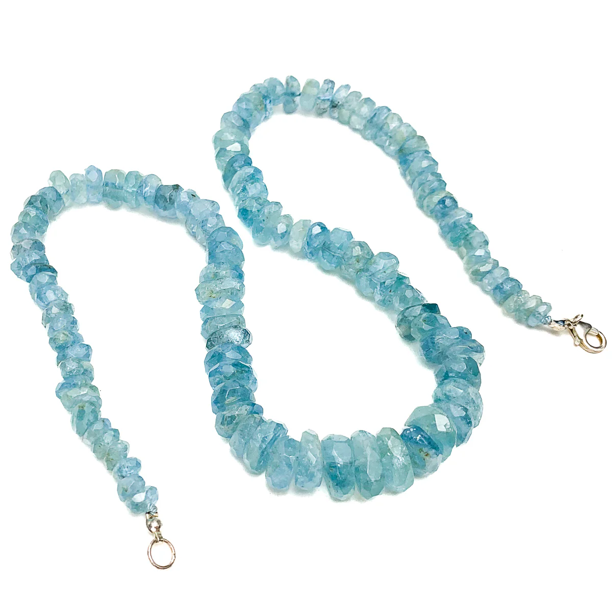 Aquamarine Rough Faceted Chunk Necklace With Sterling Silver Trigger Clasp - Image 4