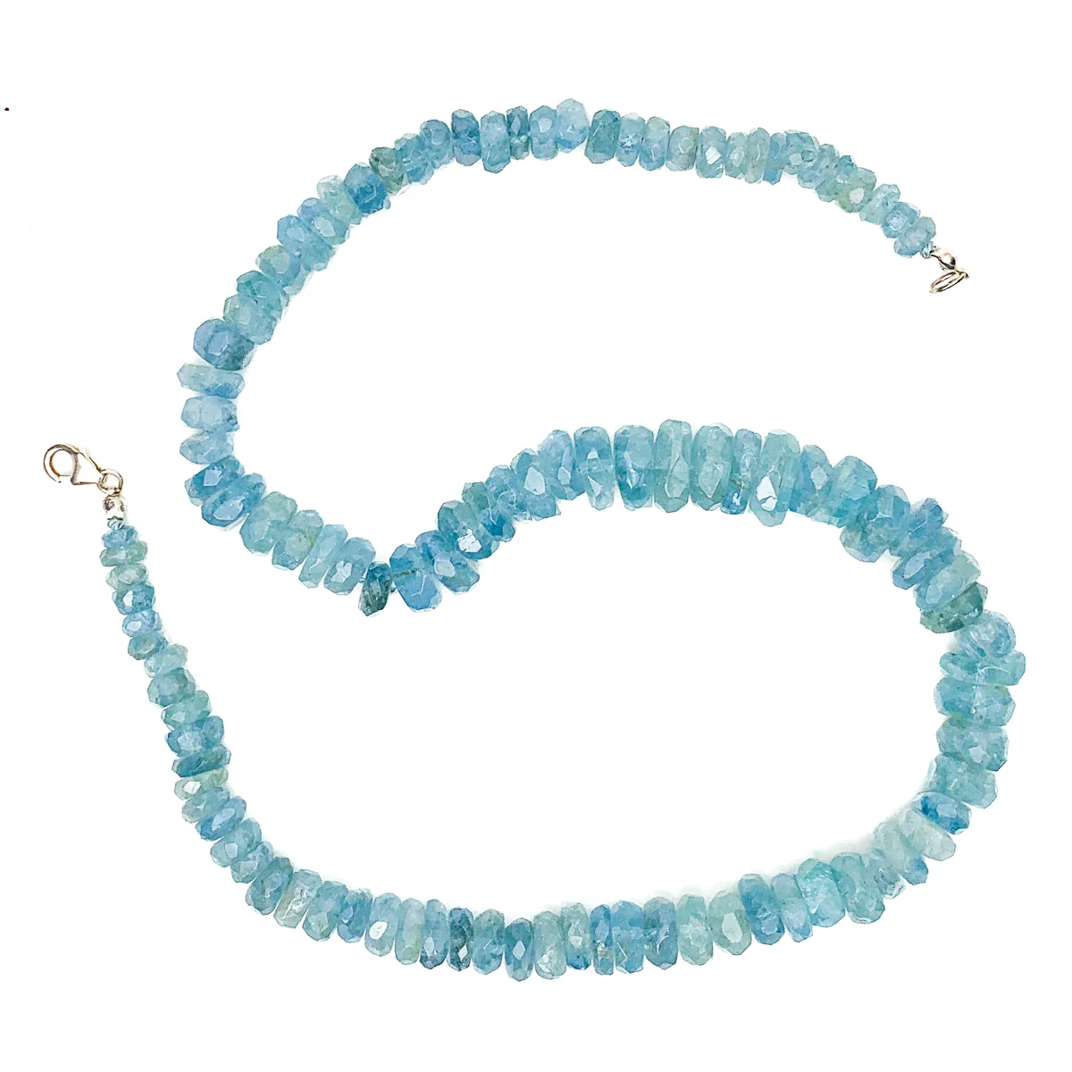 Aquamarine Rough Faceted Chunk Necklace With Sterling Silver Trigger Clasp - Image 5
