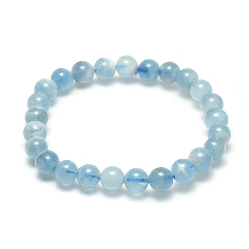 Aquamarine Stretch Bracelet 7mm,8mm,9mm,12mm,15mm - Image 3