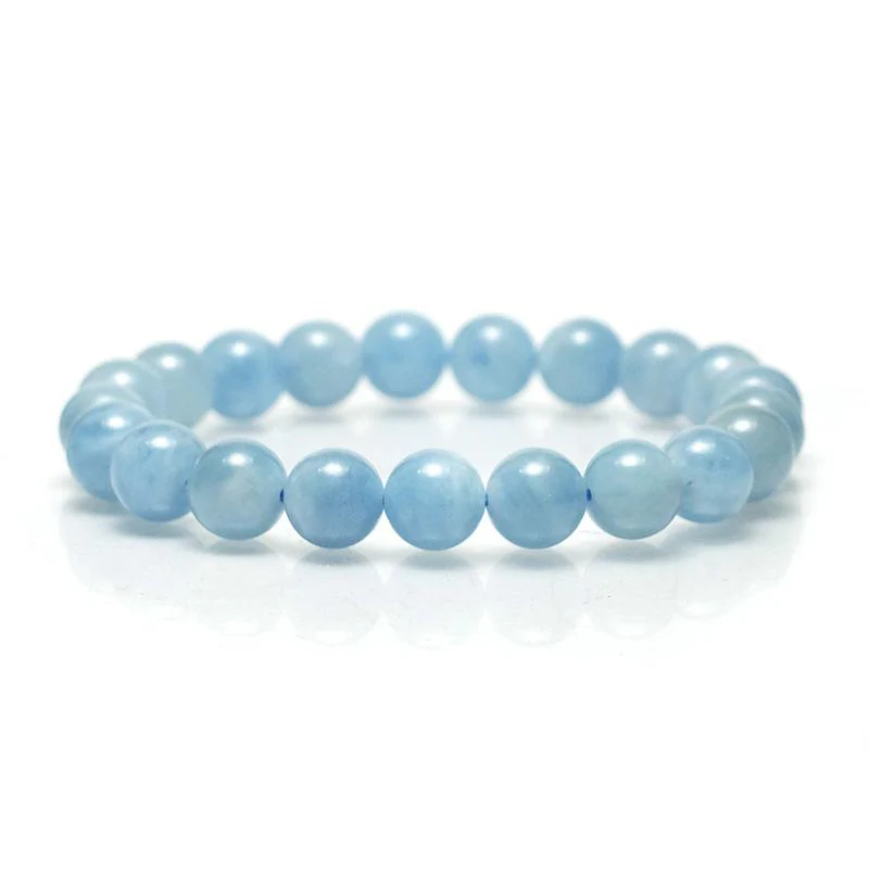 Aquamarine Stretch Bracelet 7mm,8mm,9mm,12mm,15mm - Image 8