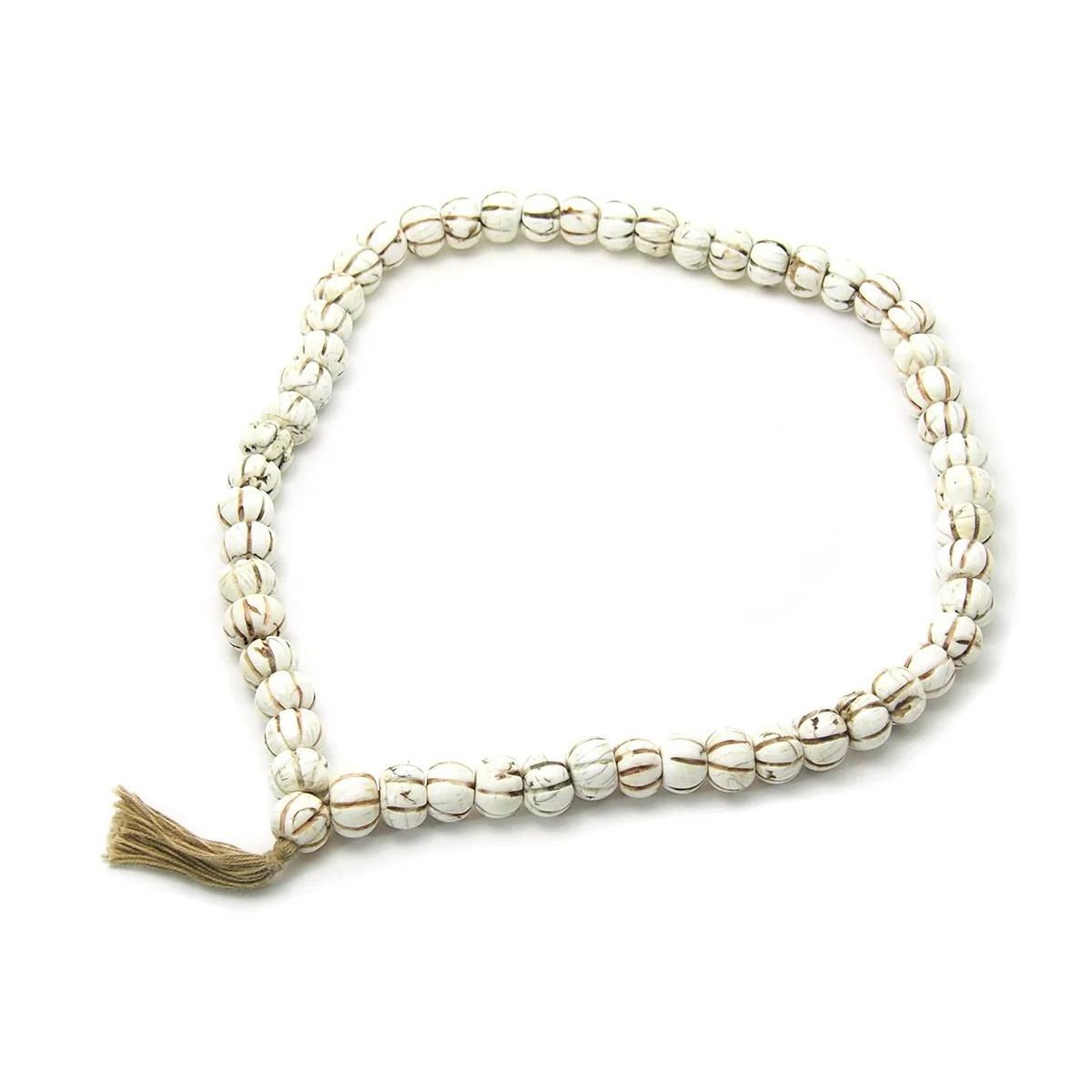 "Sacred Shank" Shell Hand Carved Melon Bead Half Mala - Image 2