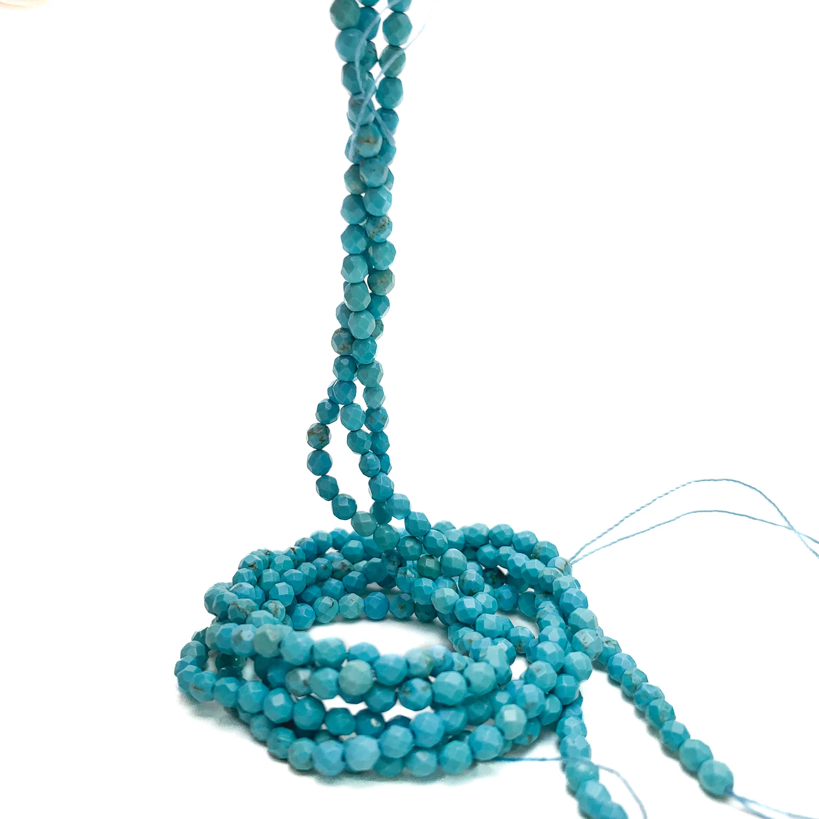 Arizona Turquoise 3mm Faceted Rounds Bead Strand - Image 3