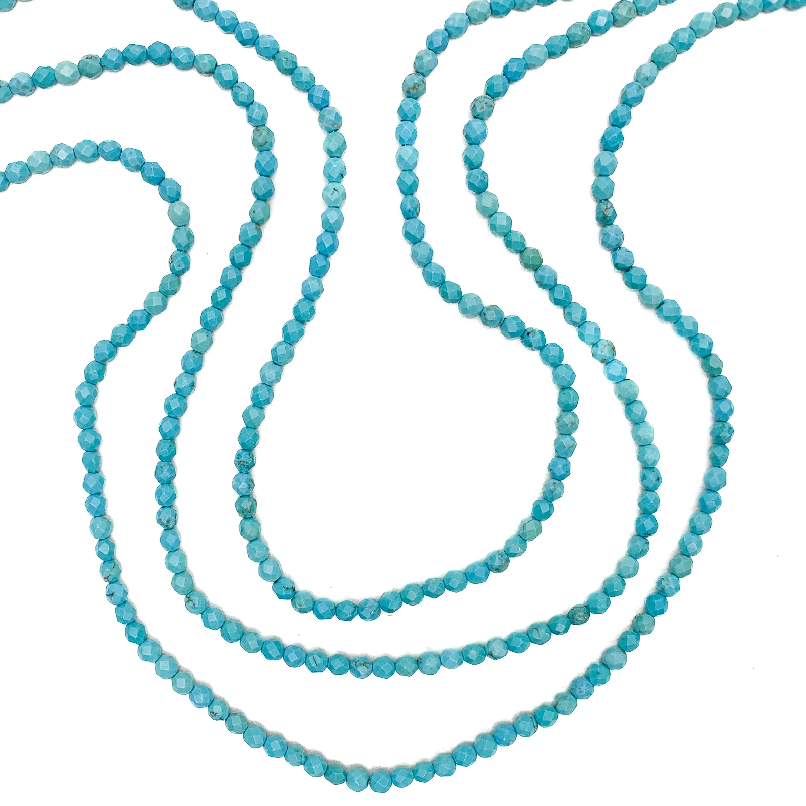 Arizona Turquoise 3mm Faceted Rounds Bead Strand - Image 4