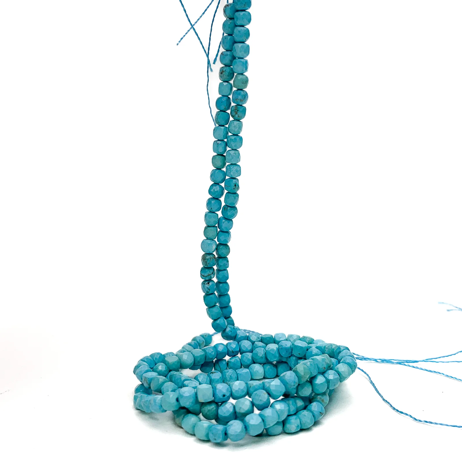 Arizona Turquoise 4mm Faceted Cubes Bead Strand - Image 3