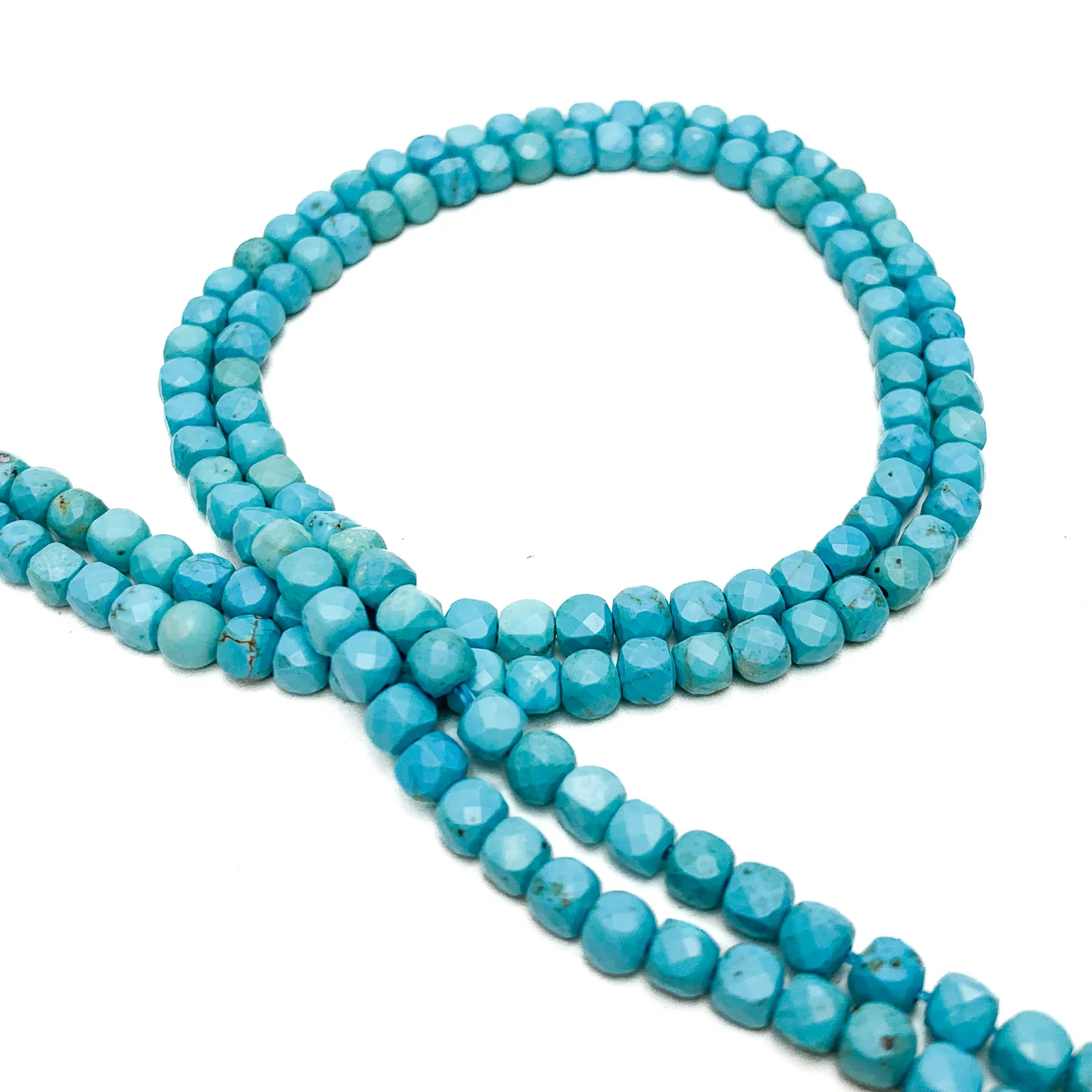 Arizona Turquoise 4mm Faceted Cubes Bead Strand - Image 4