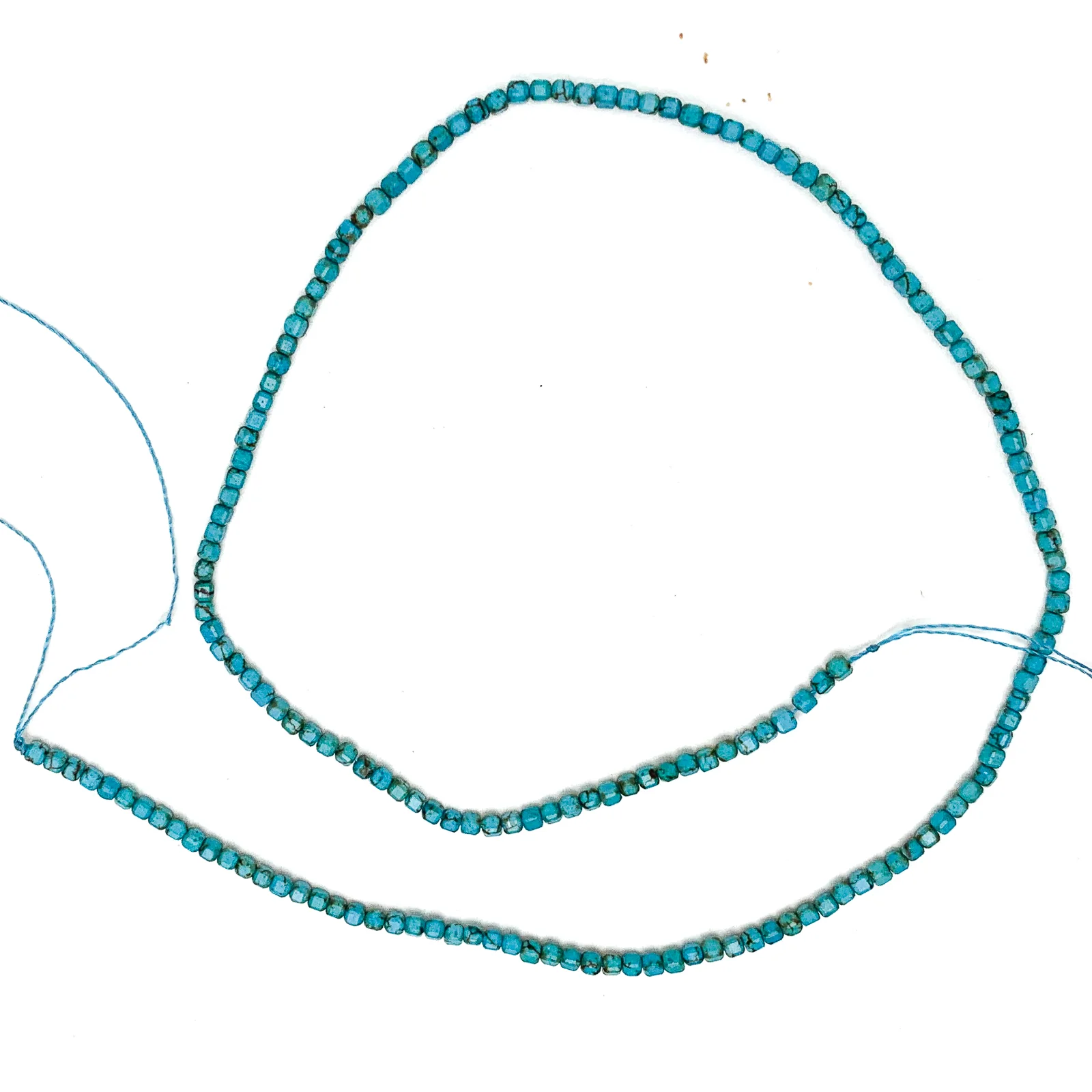 Arizona Turquoise Dark 2.5mm Faceted Cubes Bead Strand - Image 2