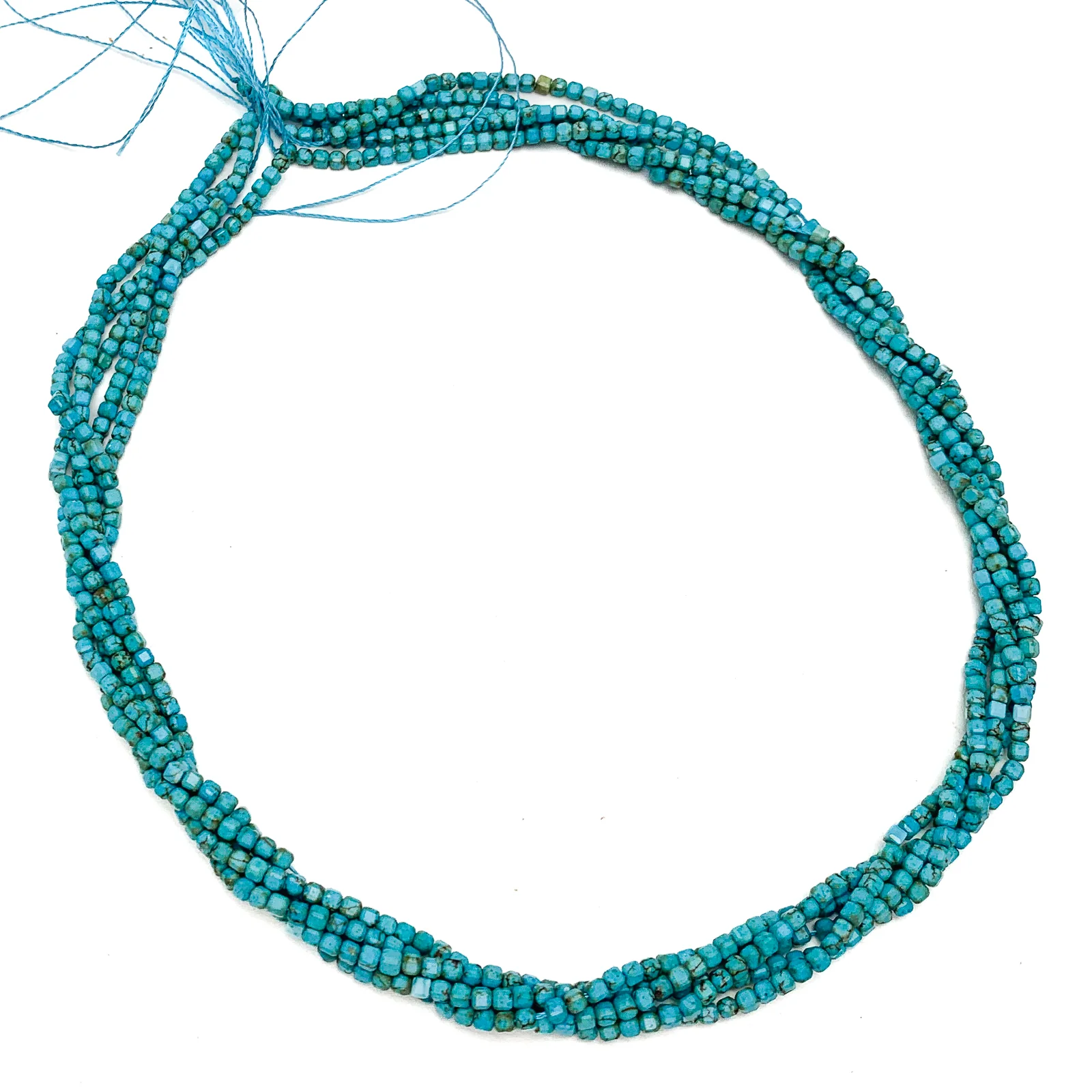 Arizona Turquoise Dark 2.5mm Faceted Cubes Bead Strand - Image 3