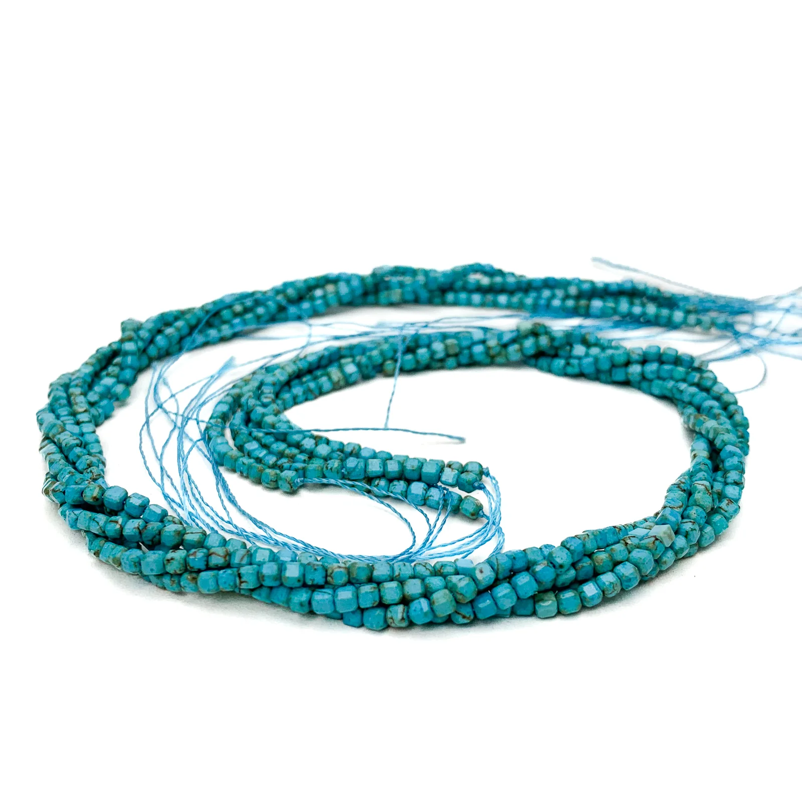Arizona Turquoise Dark 2.5mm Faceted Cubes Bead Strand - Image 4