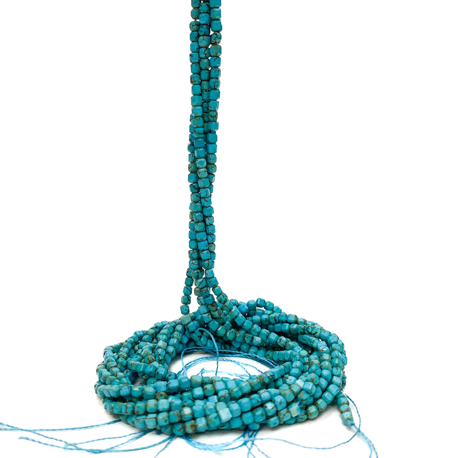 Arizona Turquoise Dark 2.5mm Faceted Cubes Bead Strand - Image 5