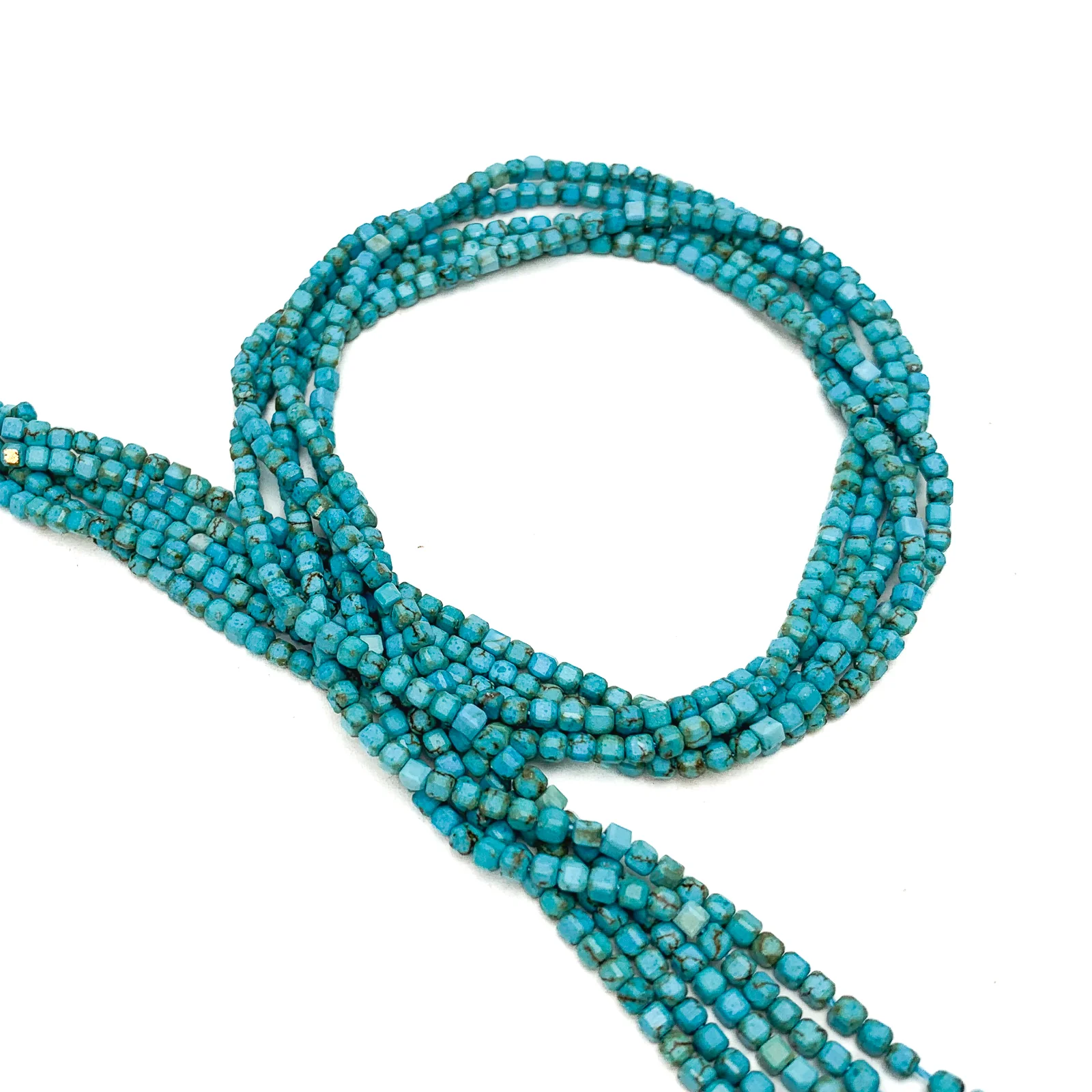 Arizona Turquoise Dark 2.5mm Faceted Cubes Bead Strand - Image 6
