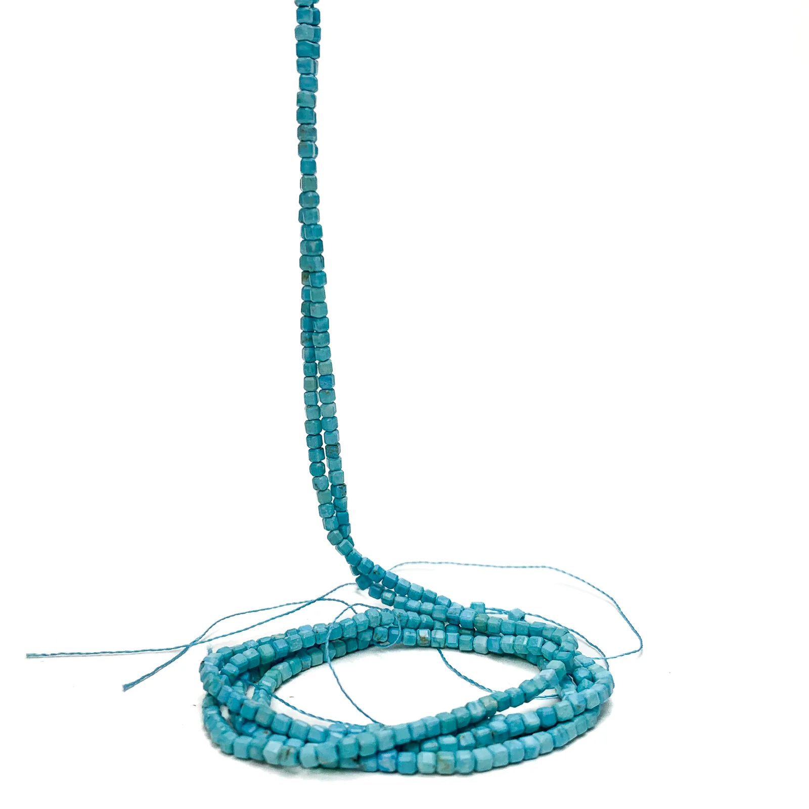 Arizona Turquoise Light 2.5mm Faceted Cubes Bead Strand - Image 3