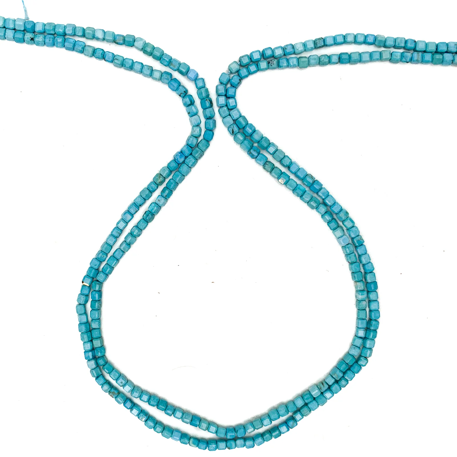 Arizona Turquoise Light 2.5mm Faceted Cubes Bead Strand - Image 4