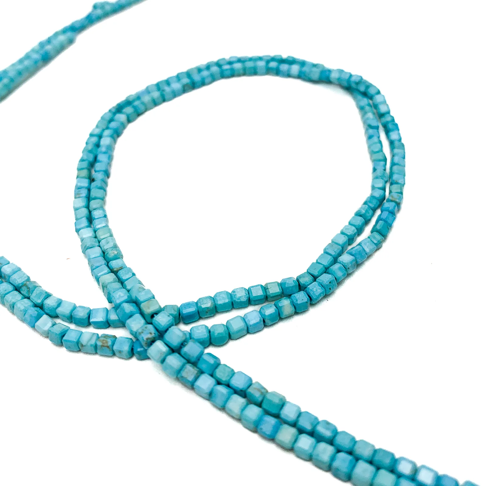 Arizona Turquoise Light 2.5mm Faceted Cubes Bead Strand - Image 6