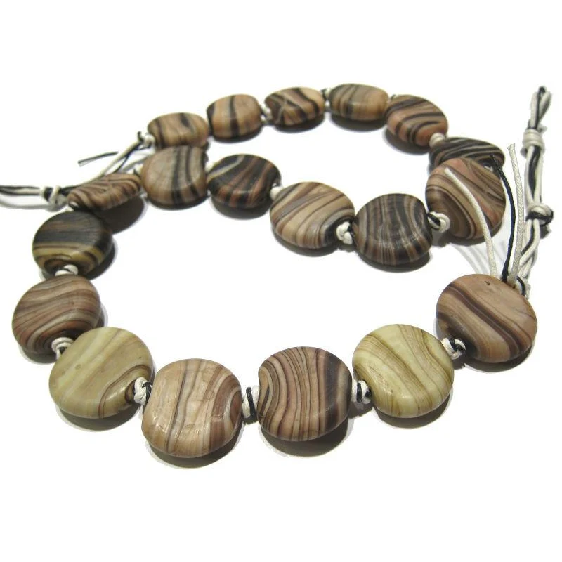 Naga Art Glass "Banded Agate Tabulars" Bead Necklace/Strand or Loose - Image 3