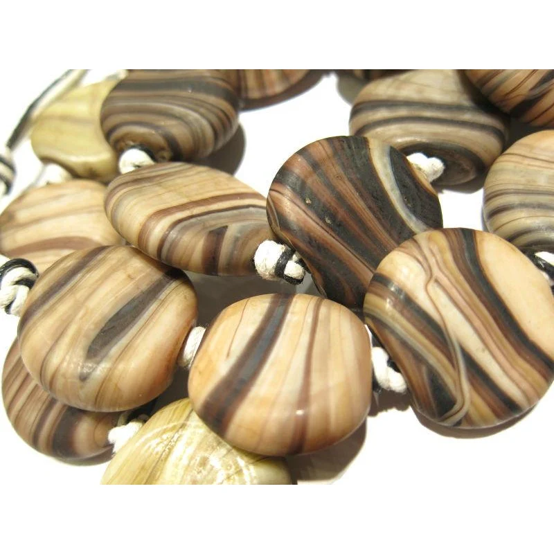 Naga Art Glass "Banded Agate Tabulars" Bead Necklace/Strand or Loose - Image 4