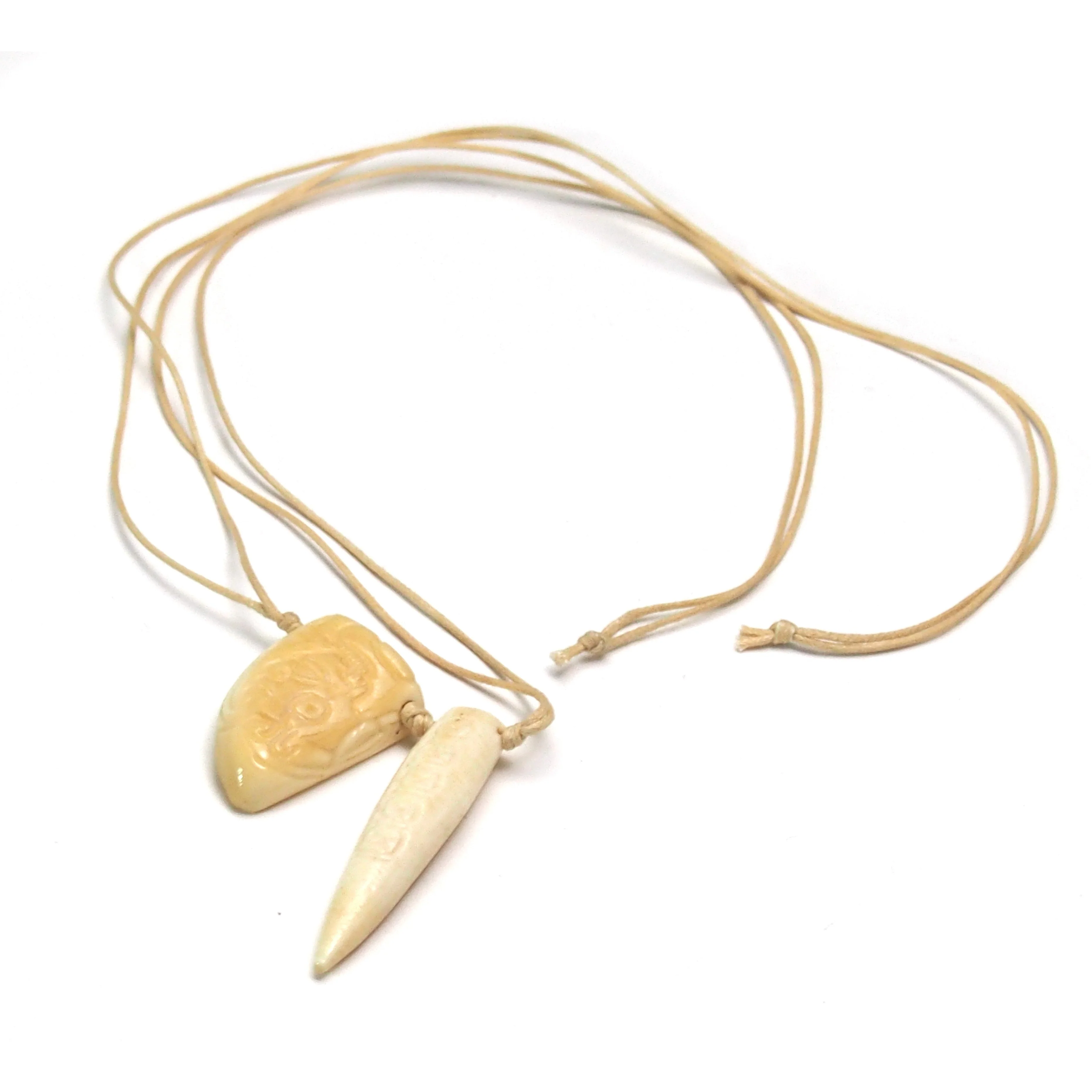 Aztec Inspired Carved Bone Pendants - Image 2