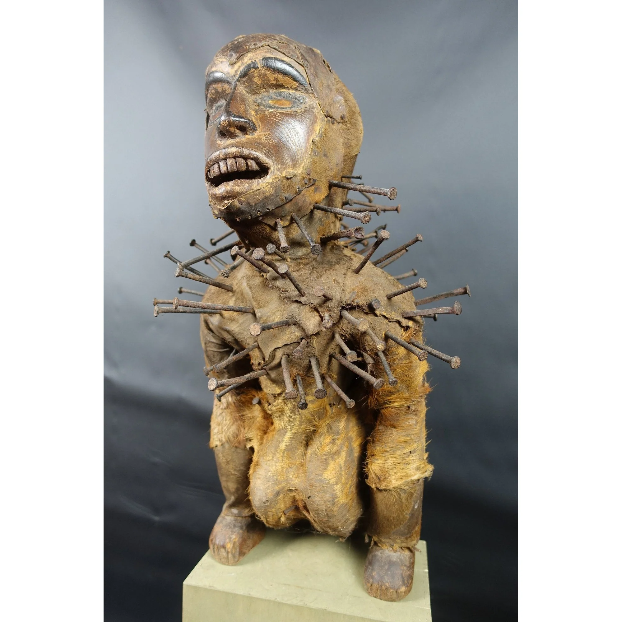 Bakongo Nkisi Monkey Nail Fetish Figure, Congo #1017 - Image 3