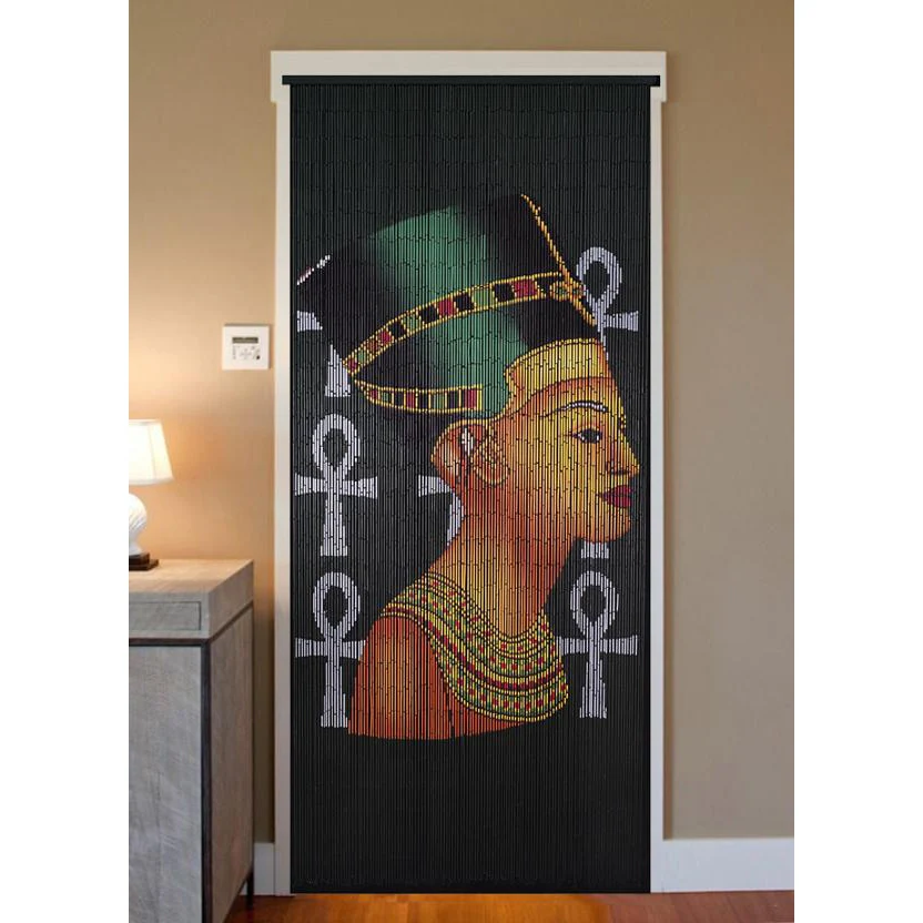 Bamboo Beaded Curtain Hand Painted - Nefertiti - Image 2