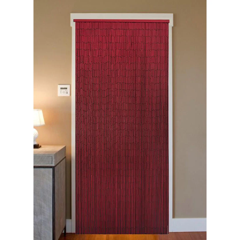 Bamboo Beaded Curtain Hand Painted - Red - Image 2