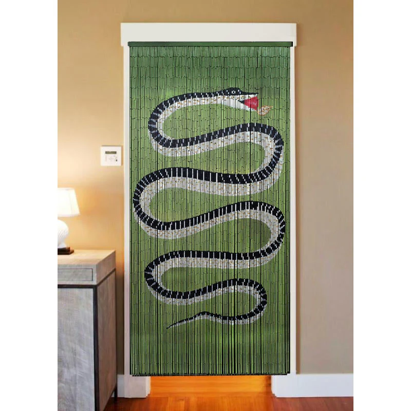 Bamboo Beaded Curtain Hand Painted - Snake Serpent - Image 2