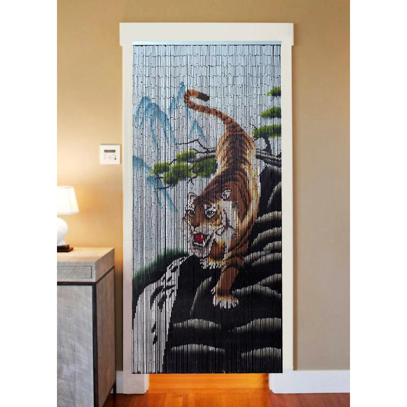 Bamboo Beaded Curtain Hand Painted - Tiger - Image 2
