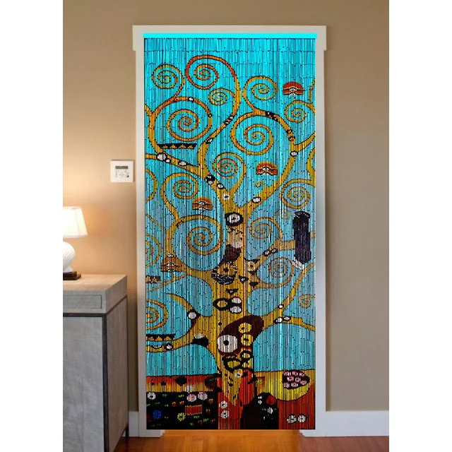 Bamboo Beaded Curtain Hand Painted - Tree of Life - Image 2