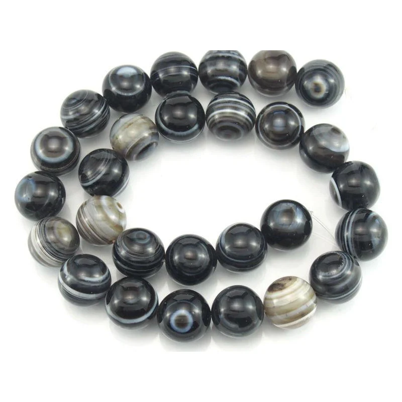 Banded Agate Smooth Round 14mm Strand - Image 2