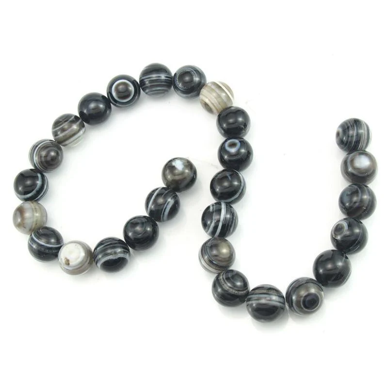 Banded Agate Smooth Round 14mm Strand - Image 3