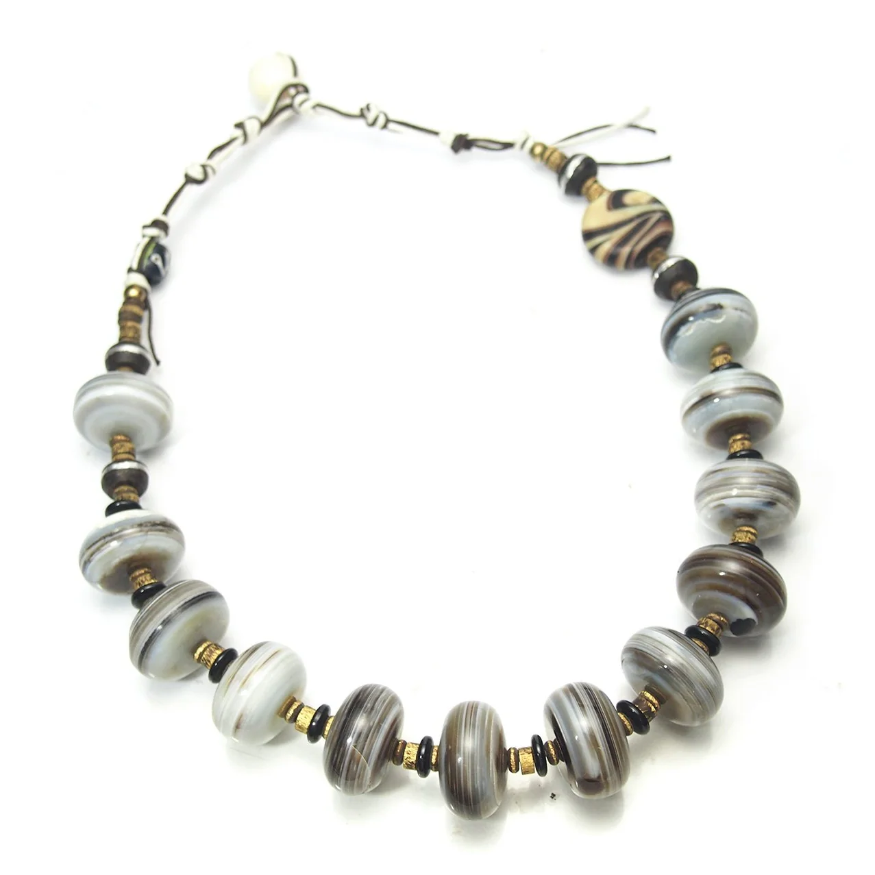 Banded Agate Xtra Large Rondelle Heirloom Bead Necklaces - Image 3