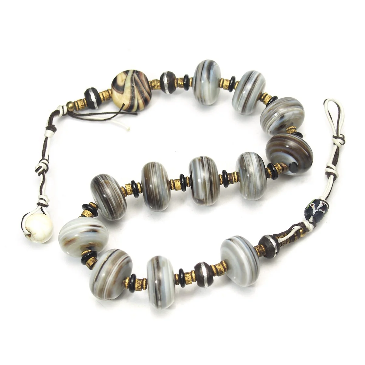 Banded Agate Xtra Large Rondelle Heirloom Bead Necklaces - Image 5