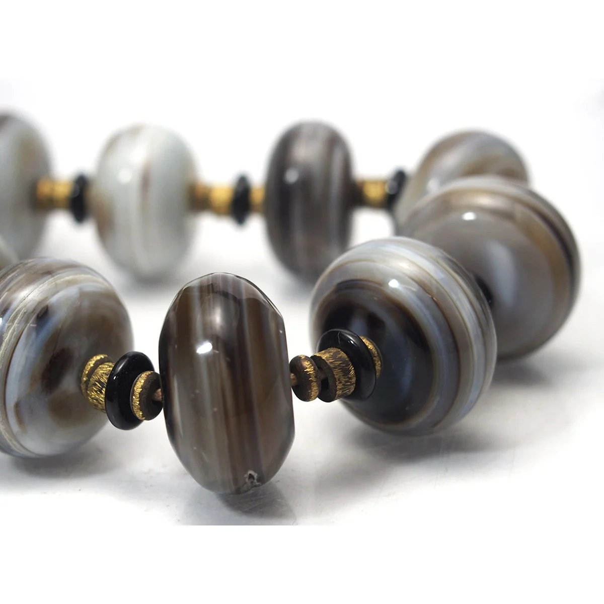Banded Agate Xtra Large Rondelle Heirloom Bead Necklaces - Image 6