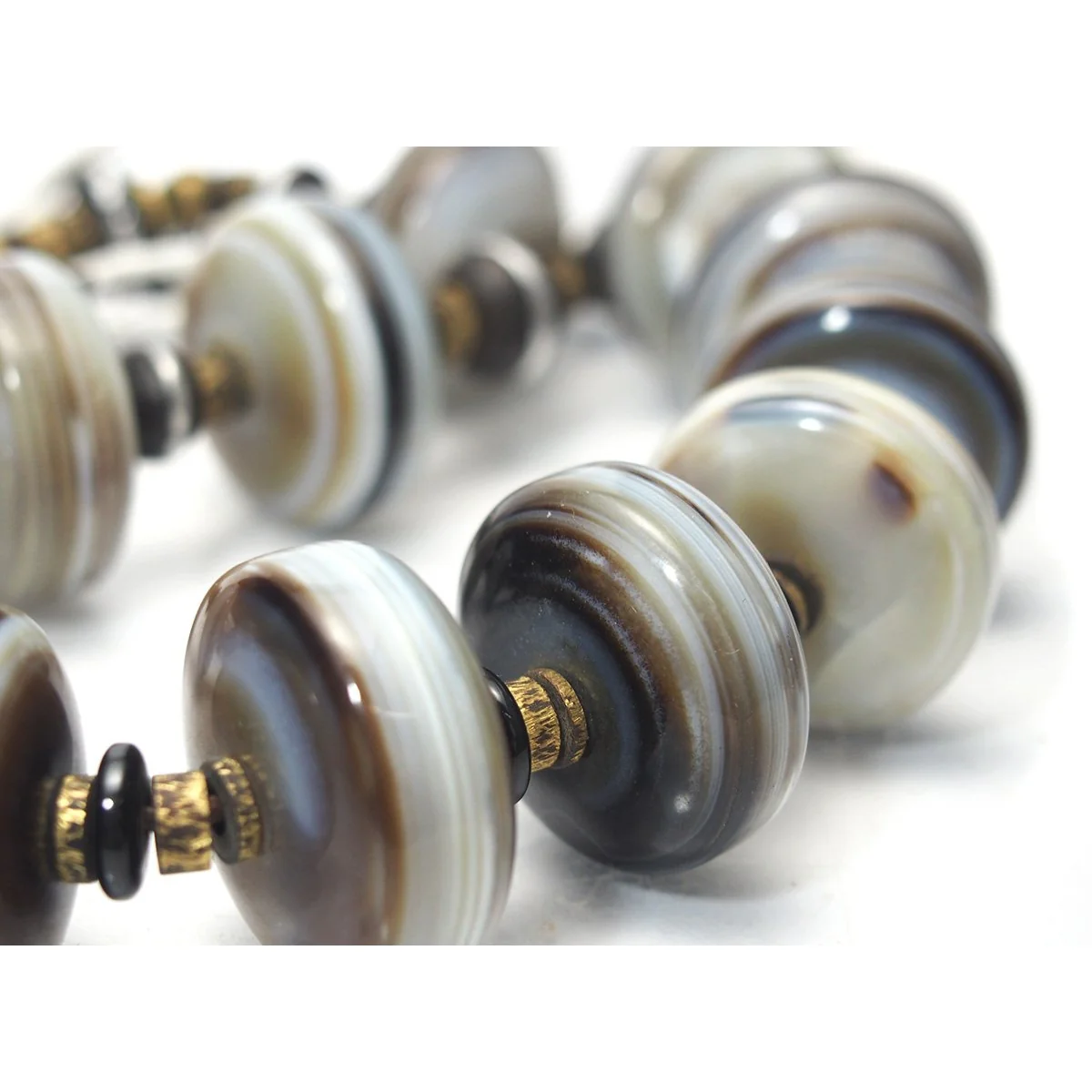 Banded Agate Xtra Large Rondelle Heirloom Bead Necklaces - Image 8