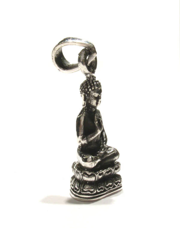 "Be Not Fearful" Buddha Sterling Silver Pendant II - Image 2