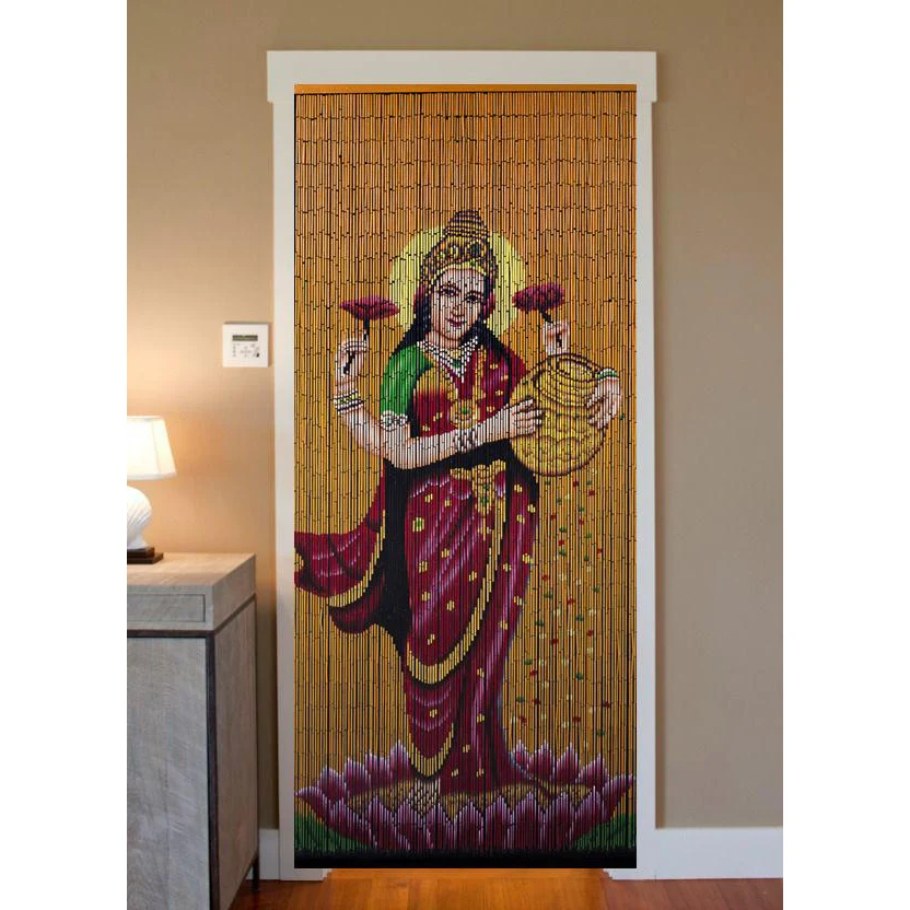 Bamboo Beaded Curtain Hand Painted - Lakshmi Goddess Gold - Image 2