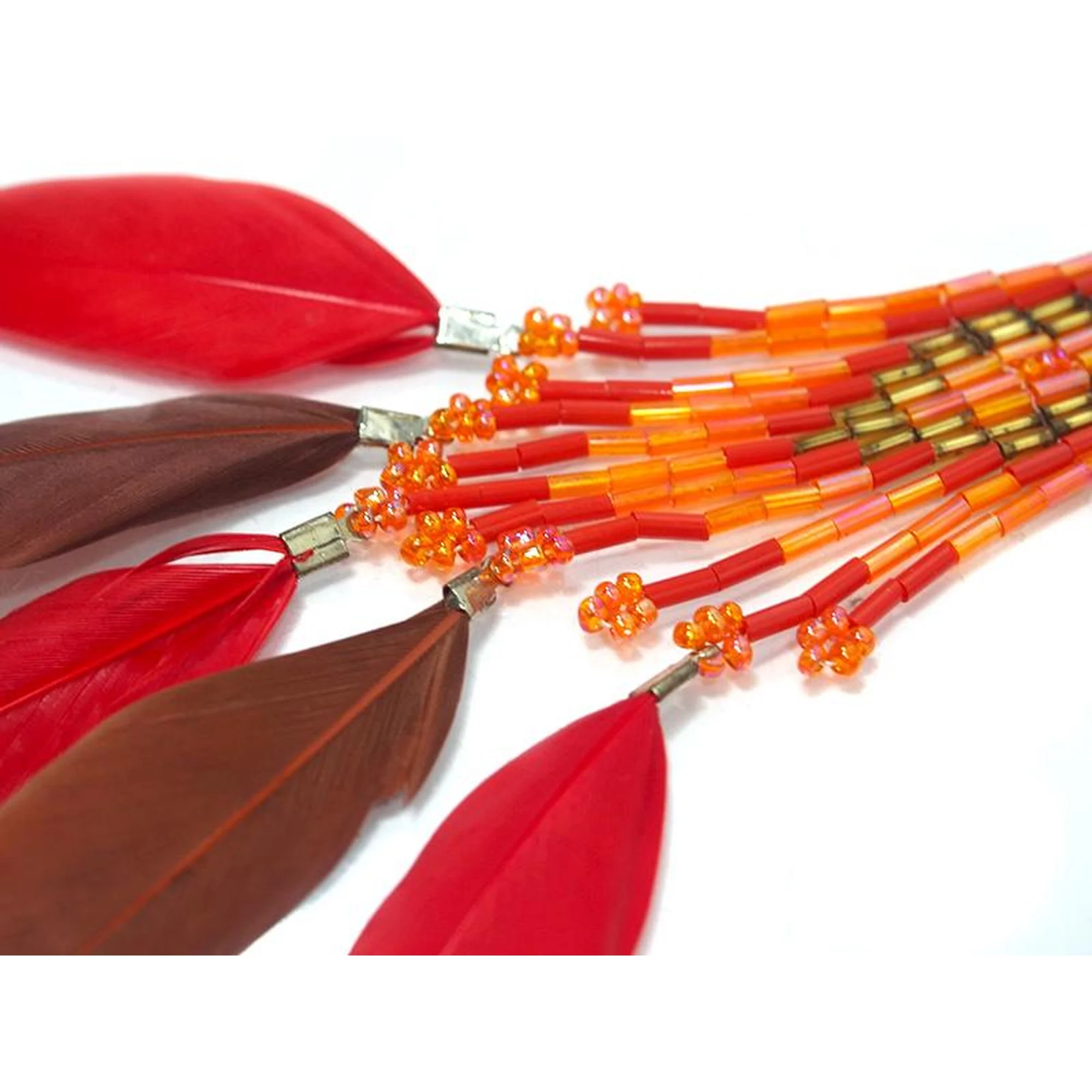 Beaded Feather Earrings 1 - Image 3