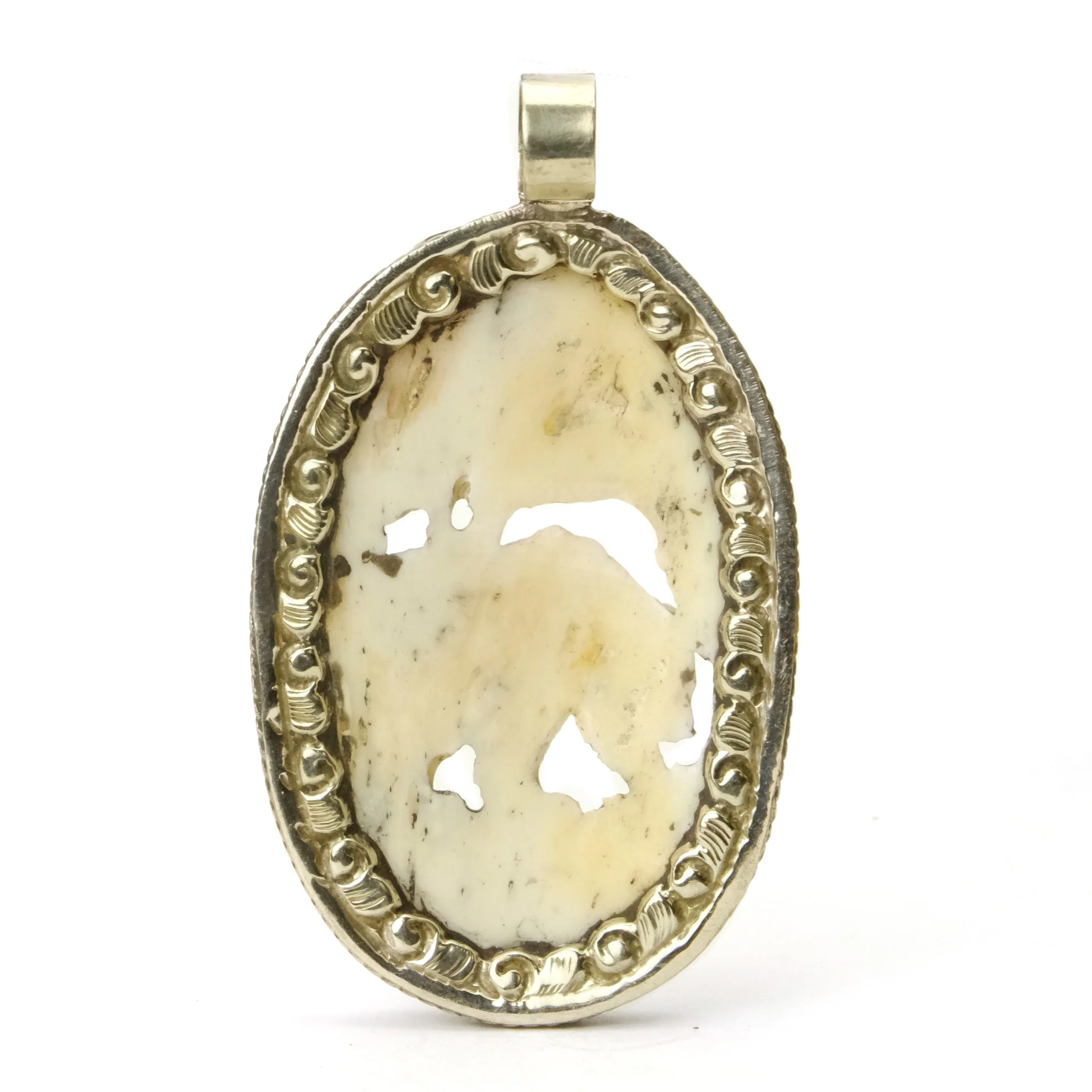 Bear Forest Foraging and Hunting Pendant in White Brass Frame-46 - Image 3