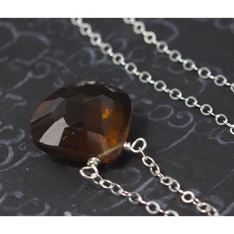 Beer Quartz Necklace On Sterling Silver Chain With Sterling Silver Trigger Clasp - Image 2