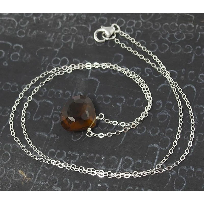 Beer Quartz Necklace On Sterling Silver Chain With Sterling Silver Trigger Clasp - Image 3