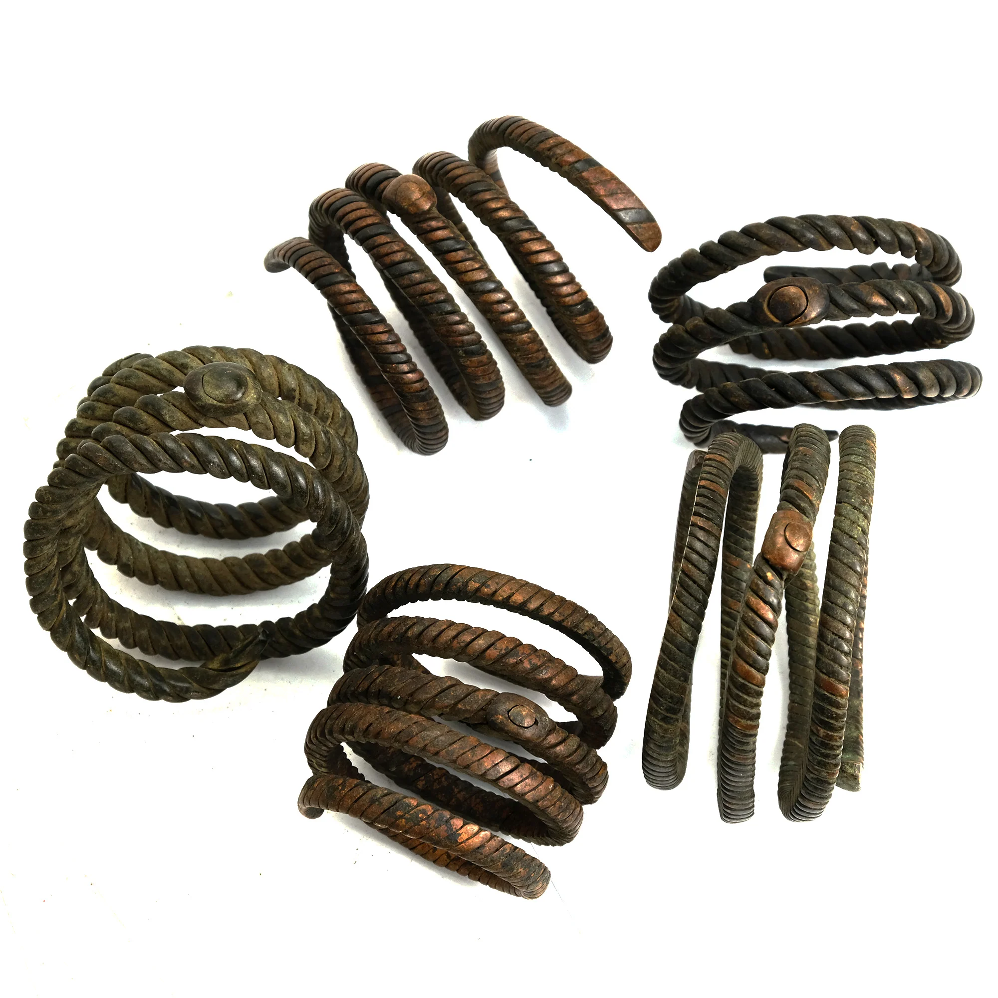 Benue River Valley 19th Century Coiled Copper Currency Bangles from Nigeria - Image 2