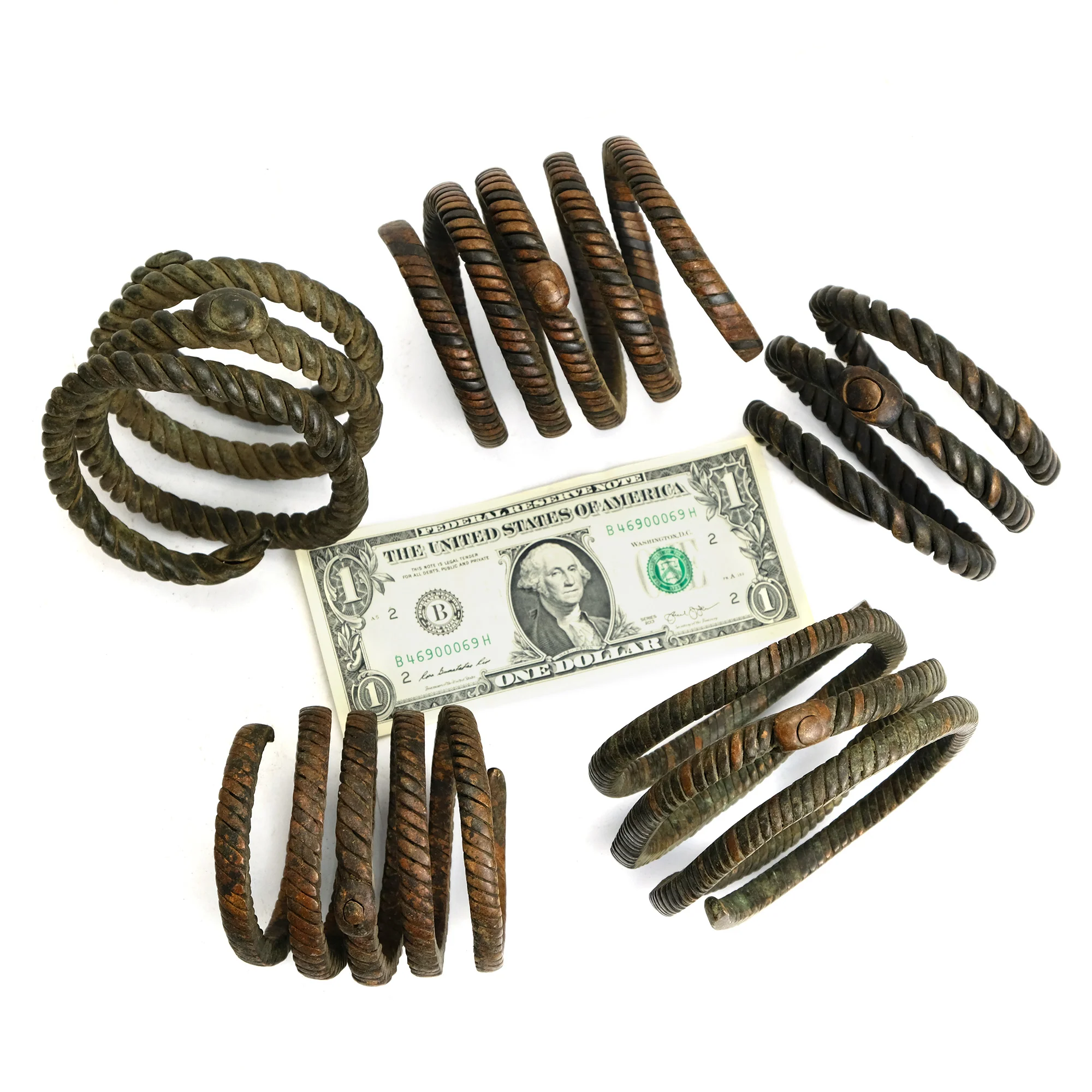 Benue River Valley 19th Century Coiled Copper Currency Bangles from Nigeria - Image 8